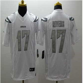 New San Diego Chargers #17 Philip Rivers White Men's Stitched NFL Limited Platinum Jersey