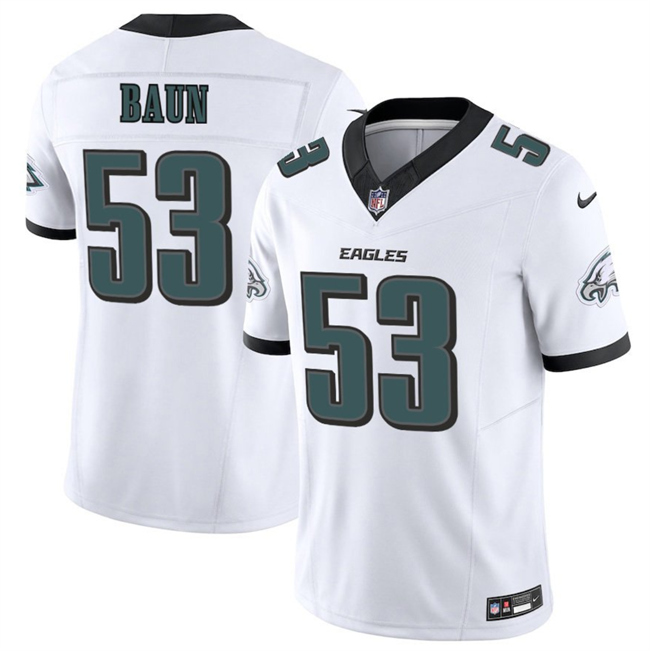 Men's Philadelphia Eagles #53 Zack Baun White 2025 F.U.S.E. Vapor Untouchable Limited Stitched Football Jersey 1