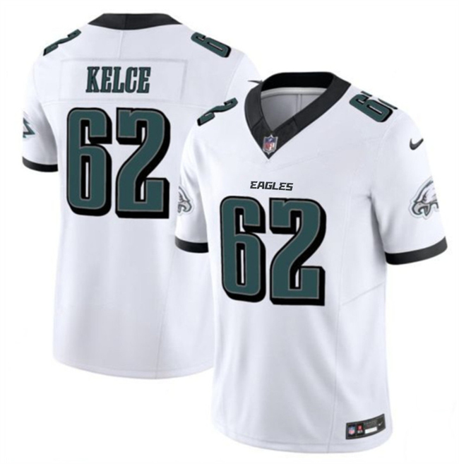 Men's Philadelphia Eagles #62 Jason Kelce White 2024 F.U.S.E. Vapor Untouchable Limited Stitched Football Jersey