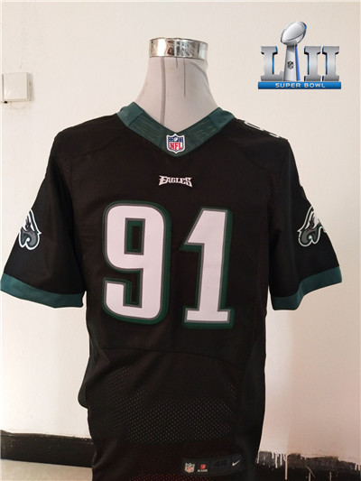 NEW Philadelphia Eagles #91 Fletcher Cox Black Super Bowl LII Alternate NFL New Elite Jersey