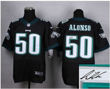 New Philadelphia Eagles #50 Kiko Alonso Black Alternate Men's Stitched NFL Elite Autographed Jersey