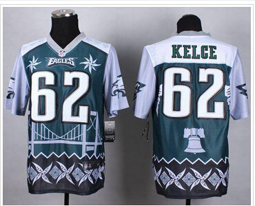 New Philadelphia Eagles #62 Jason Kelce Midnight Green NFL Elite Noble Fashion Jersey