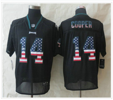 New Philadelphia Eagles #14 Riley Cooper USA Flag Fashion Black Elite Jerseys