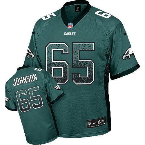 NEW Philadelphia Eagles #65 Lane Johnson Midnight Green Stitched NFL Elite Drift Fashion Jerseys