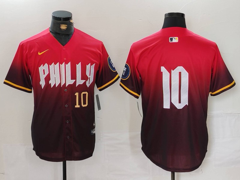 Men's Philadelphia Phillies #10 J.T. Realmuto Red 2024 City Connect Limited Stitched Jersey 3
