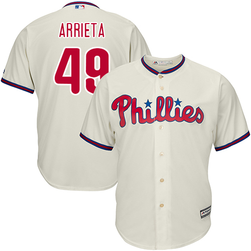 Phillies #49 Jake Arrieta Cream New Cool Base Stitched MLB Jersey