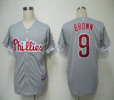 MLB Jerseys Philadephia Phillies 9 Brown Grey Cool