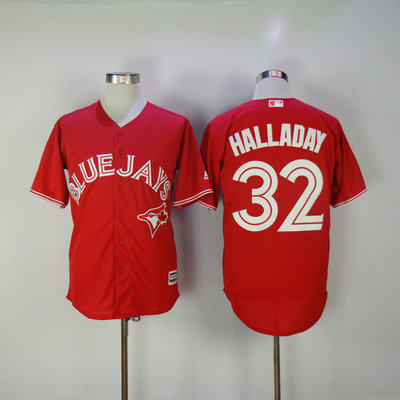 Men's Toronto Blue Jays Roy Halladay Majestic Scarlet Fashion Canada Day Cool Base Authentic Team Jersey