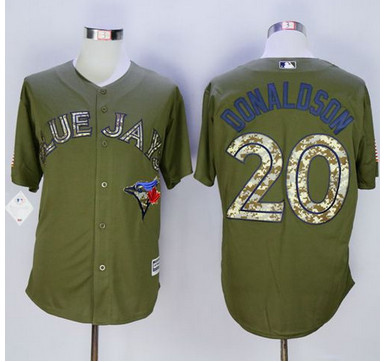 Blue Jays #20 Josh Donaldson Green Camo New Cool Base Stitched MLB Jersey
