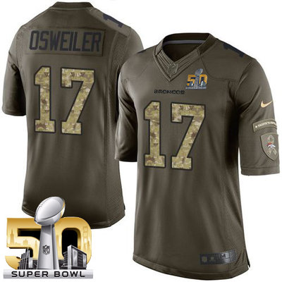 Nike Broncos #17 Brock Osweiler Green Super Bowl 50 Men's Stitched NFL Limited Salute To Service Jersey
