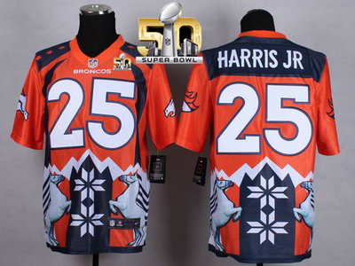 Nike Broncos #25 Chris Harris Jr Orange Super Bowl 50 Men's Stitched NFL Elite Noble Fashion Jersey
