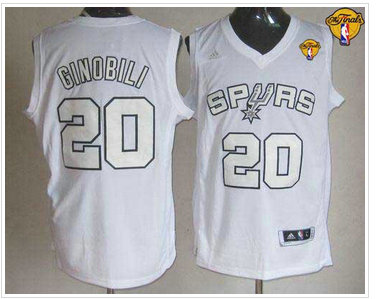 San Antonio Spurs #20 Manu Ginobili White Winter On-Court Finals Patch Stitched NBA Jersey