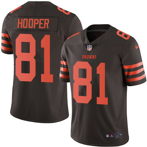 Nike Browns #81 Austin Hooper Brown Men's Stitched NFL Limited Rush Jersey