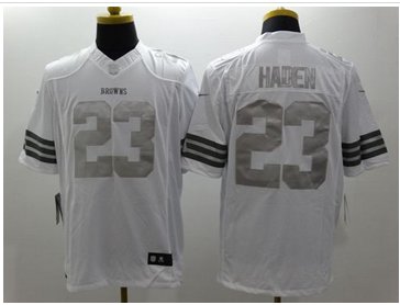 New Cleveland Browns #23 Joe Haden White Men's Stitched NFL Limited Platinum Jersey
