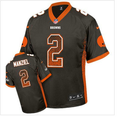 NEW Cleveland Browns #2 Johnny Manziel Brown Team Color NFL Elite Drift Fashion Jersey