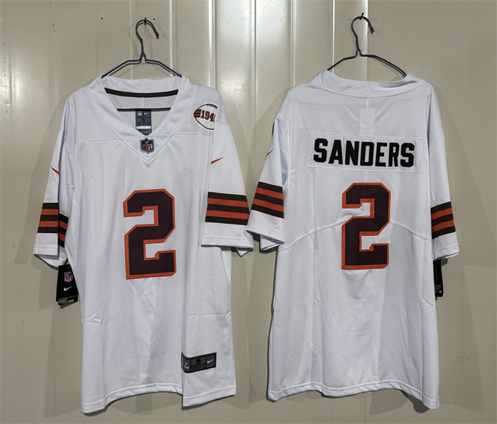 Men's Cleveland Browns #2 Shedeur Sanders White 2026 1946 Collection Vapor Limited Stitched Football Jersey