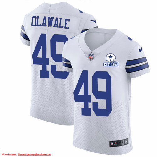 Nike Cowboys #49 Jamize Olawale White Men's Stitched With Established In 1960 Patch NFL New Elite Jersey