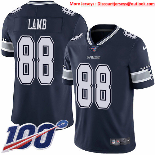 Nike Cowboys #88 CeeDee Lamb Navy Blue Team Color Men's Stitched NFL 100th Season Vapor Untouchable Limited Jersey