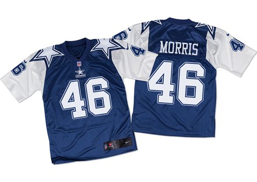 Nike Cowboys #46 Alfred Morris Navy BlueWhite Men's Stitched NFL Throwback Elite Jersey-2