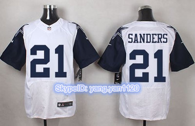 Nike Cowboys #21 Deion Sanders White Men's Stitched NFL Elite Rush Jersey