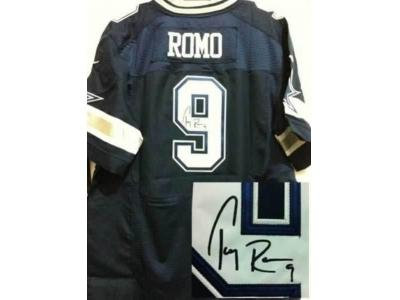 NEW Dallas Cowboys #9 Tony Romo dk.blue jerseys(Elite signature)
