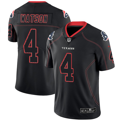 Nike Texans #4 Deshaun Watson Lights Out Black Men's Stitched NFL Limited Rush Jersey