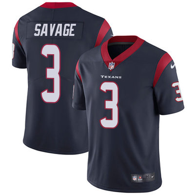 Nike Texans #3 Tom Savage Navy Blue Team Color Men's Stitched NFL Vapor Untouchable Limited Jersey