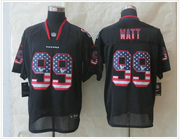 New Houston Texans #99 J.J. Watt USA Flag Fashion Black Elite Jerseys