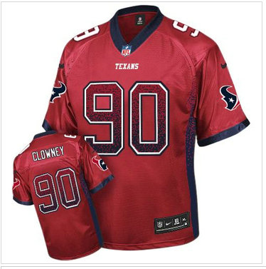 NEW Houston Texans #90 Jadeveon Clowney Red NFL Elite Drift Fashion Jersey