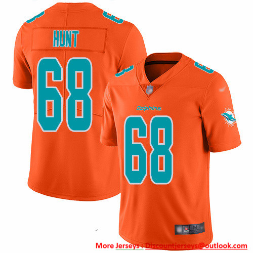 Nike Dolphins #68 Robert Hunt Orange Men's Stitched NFL Limited Inverted Legend Jersey