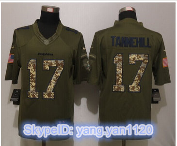 New Nike Miami Dolphins #17 Tannehill Green Salute To Service Limited Jersey