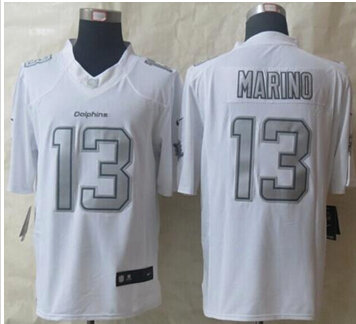 NEW Miami Dolphins #13 Dan Marino White NFL Limited Platinum Jersey