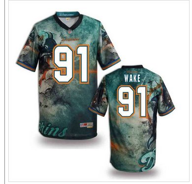 Miami Dolphins #91 WAKE Men's Stitched NFL Elite Fanatical Version Jersey (3)