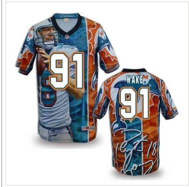 Miami Dolphins #91 WAKE Men's Stitched NFL Elite Fanatical Version Jersey (2)