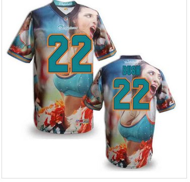 Miami Dolphins #22 BUSH Men's Stitched NFL Elite Fanatical Version Jersey (8)