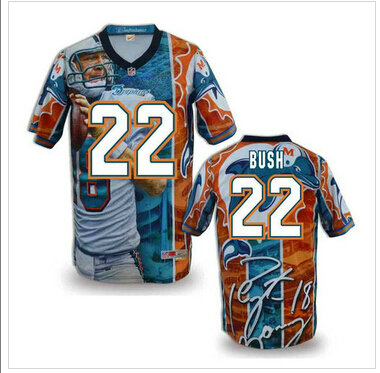 Miami Dolphins #22 BUSH Men's Stitched NFL Elite Fanatical Version Jersey (3)