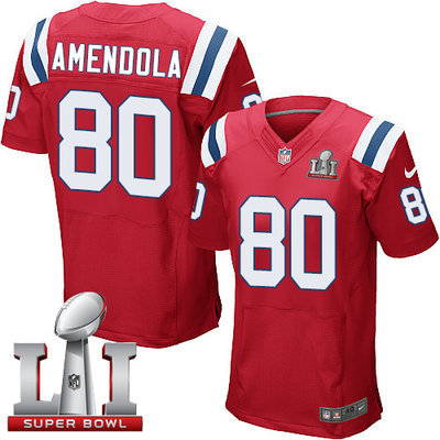 Nike Patriots #80 Danny Amendola Red Alternate Super Bowl LI 51 Men's Stitched NFL Elite Jersey