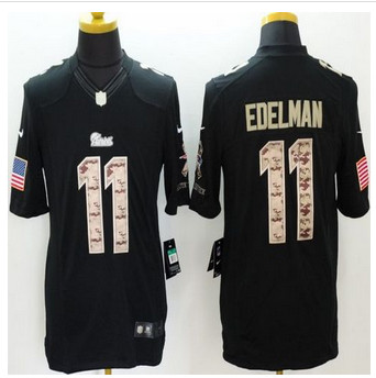 New New England Patriots #11 Julian Edelman Black Men''s Stitched NFL Limited Salute to Service Jersey