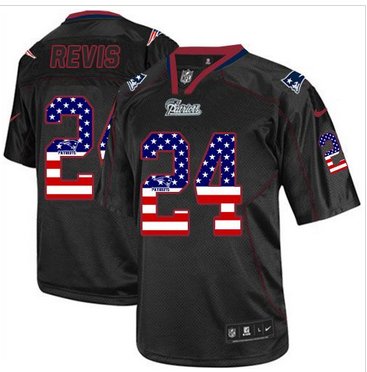 Nike New England Patriots #24 Darrelle Revis Black NFL Elite USA Flag Fashion Jersey
