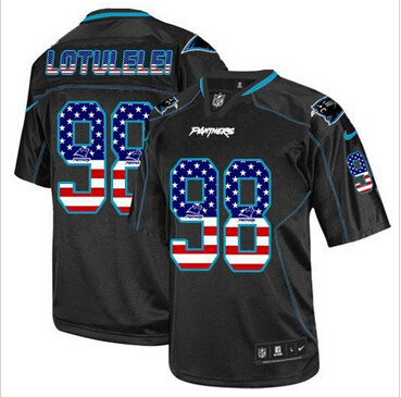 NEW New England Panthers #98 Star Lotulelei Black NFL Elite USA Flag Fashion Jersey