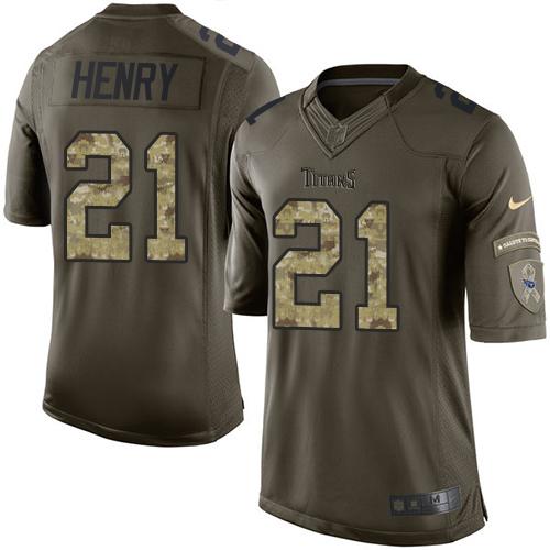 Nike Titans #21 Derrick Henry Green Men's Stitched NFL Limited Salute to Service Jersey