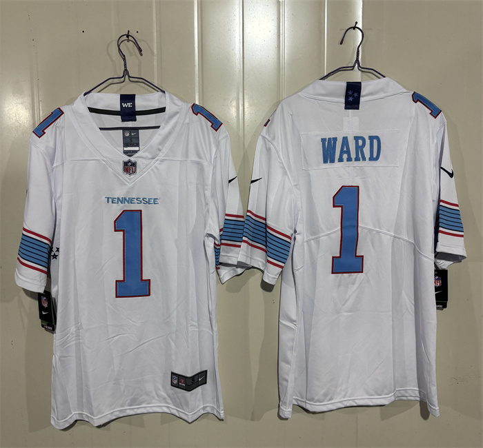 Men's Tennessee Titans #1 Cameron Ward White 2026 Vapor Limited Stitched Football Jersey