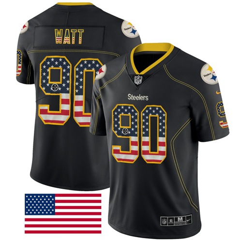 Nike Steelers #90 T. J. Watt Black Men's Stitched NFL Limited Rush Jersey