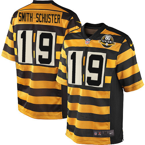 Nike Steelers #19 JuJu Smith-Schuster Yellow Black Alternate Men's Stitched NFL 80TH Throwback Elite Jersey