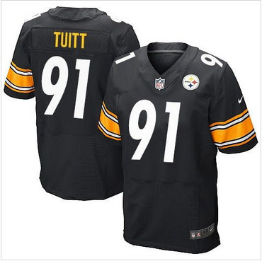 Nike Pittsburgh Steelers #91 Stephon Tuitt Black Team Color Men's Stitched NFL Elite Jersey