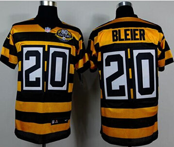 NEW Pittsburgh Steelers #20 Rocky Bleier Yellow Black Alternate 80TH Throwback NFL Elite Jersey