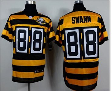 NEW Pittsburgh Steelers #88 Lynn Swann Yellow Black Alternate 80TH Throwback NFL Elite Jersey