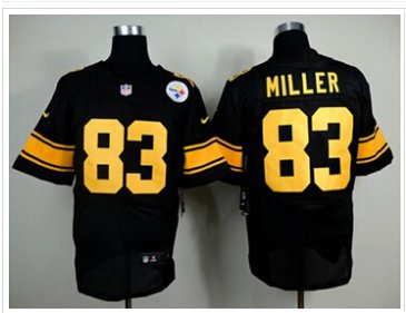 New Pittsburgh Steelers #83 Heath Miller Black(Gold No.) NFL Elite Jersey