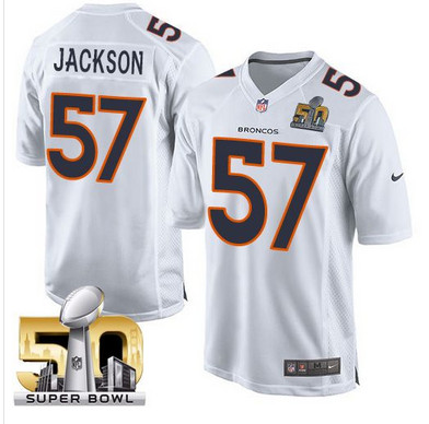 Nike Broncos #57 Tom Jackson White Super Bowl 50 Youth Stitched NFL Game Event Jersey
