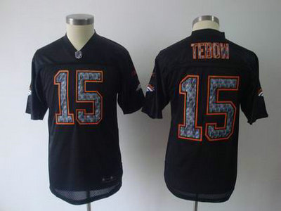 Youth Denver Broncos 15 Tebow Black United Sideline Jerseys